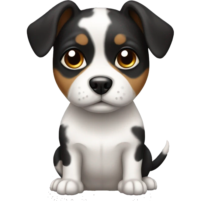 Small dog with white and blacky brown patches  emoji