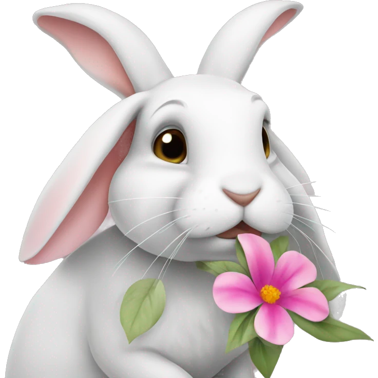 Rabbit sniffing a flower emoji