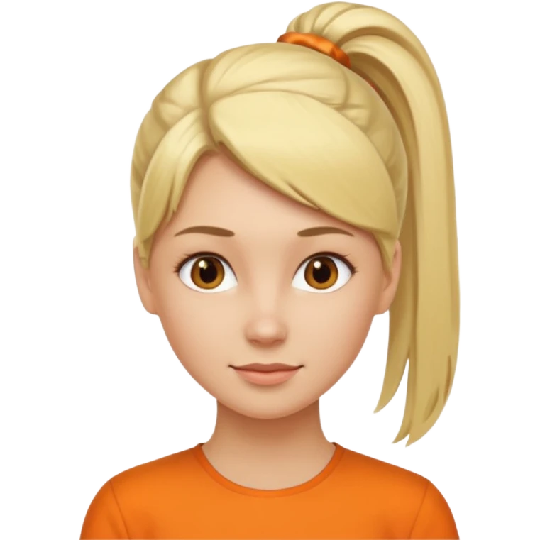 blond woman with ponytail and orange blouse emoji