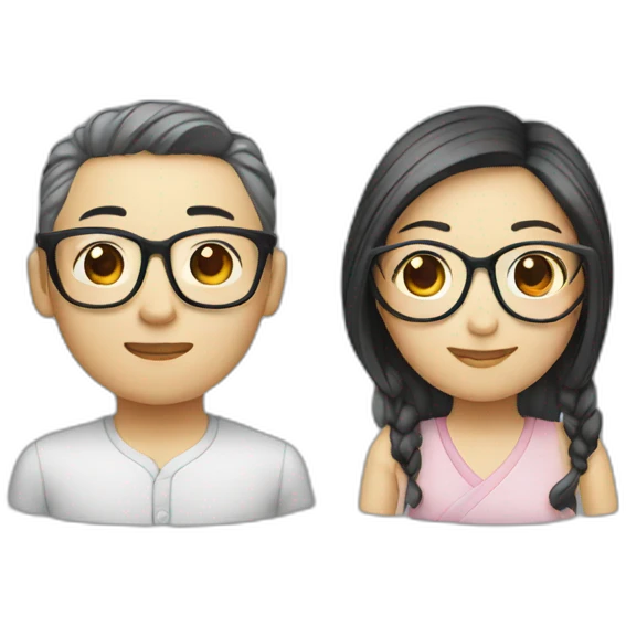 Chinese couple glasses emoji