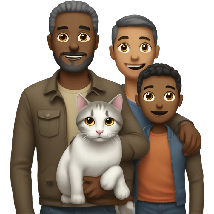 Family: Man, Man, Cat emoji