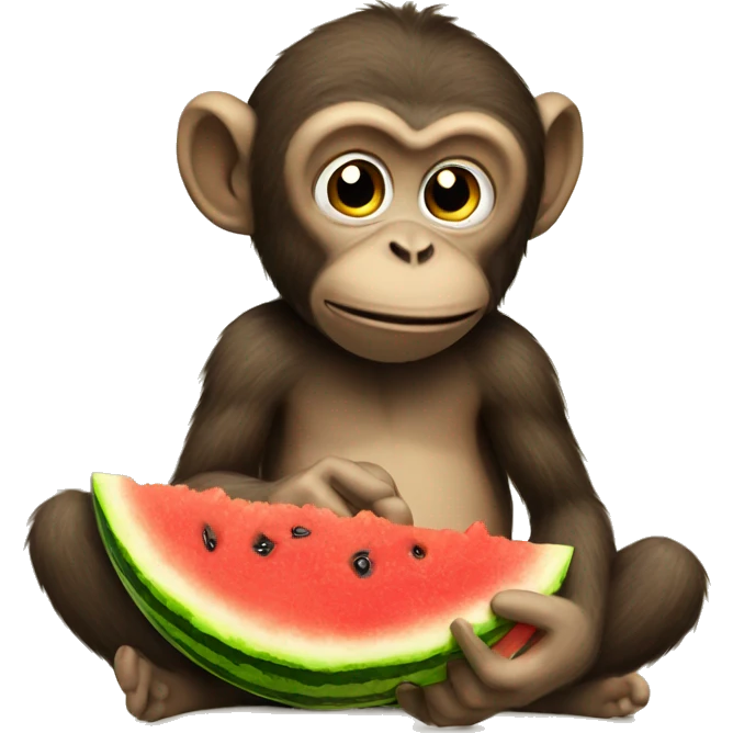 Monkey eating a watermelon and bananas  emoji