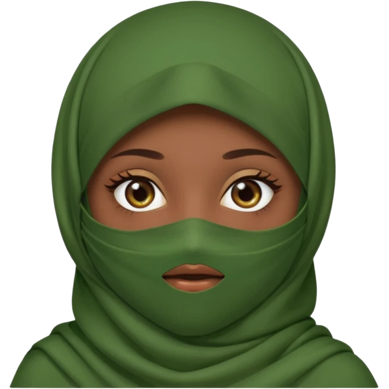 Niqab musli girl chocolate color make the niqab green cover whole face except her eay emoji