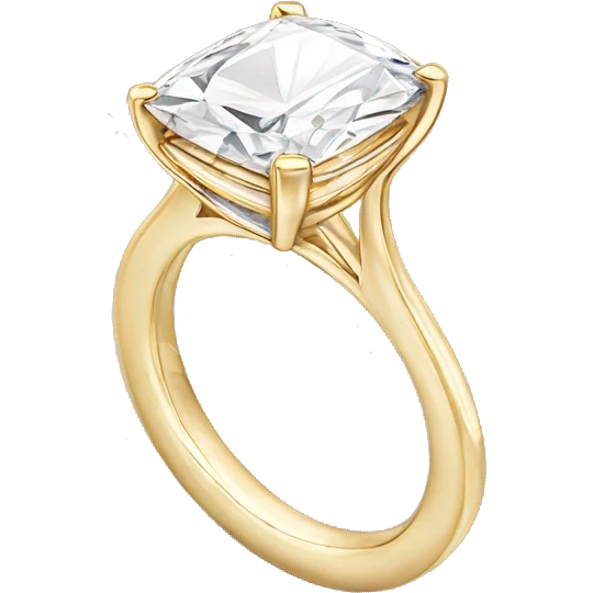 Gold band Elongated Cushion cut diamond ring emoji