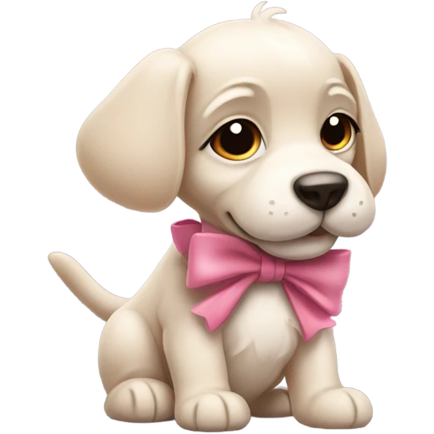 A puppy with a bow￼￼ emoji