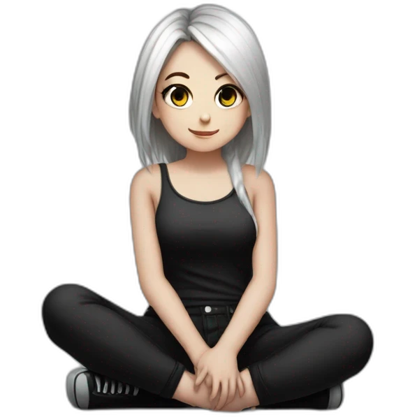 Full body curvy emo girl sits on the floor черная юбка белые трусики рваные полосатые чулки emoji