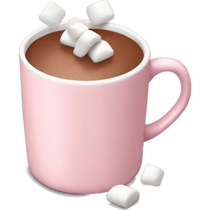 Light Pink mug of hot chocolate with marshmallows  emoji
