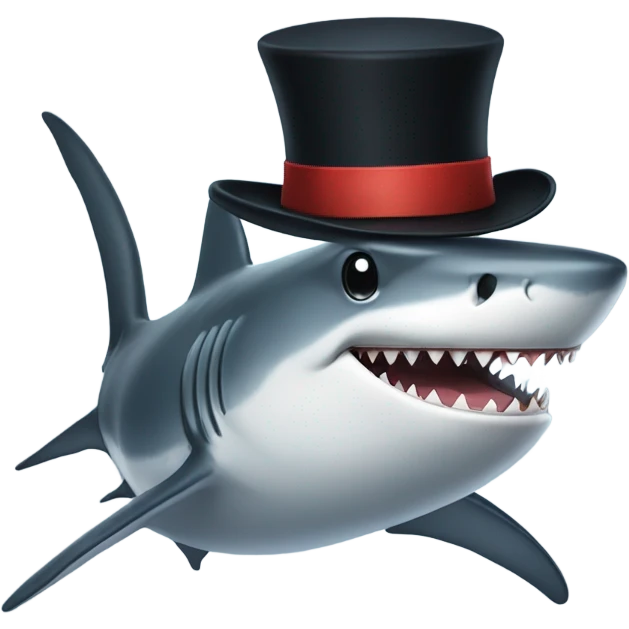 Shark with a top hat emoji