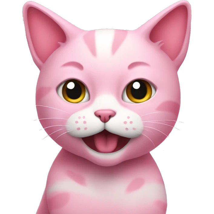 Pink cat calling someone an idiot emoji