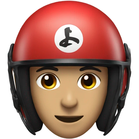 Red helmet with black and white g logo on the side  emoji