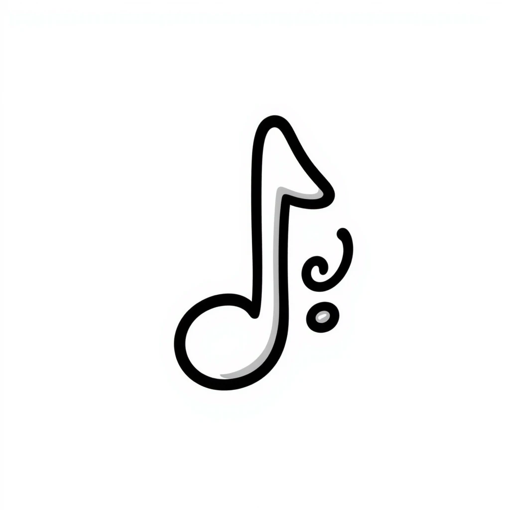 hand drawn doodle musical note with decorative swirls emoji