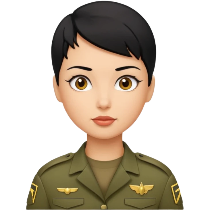 female soldier black hair style emoji