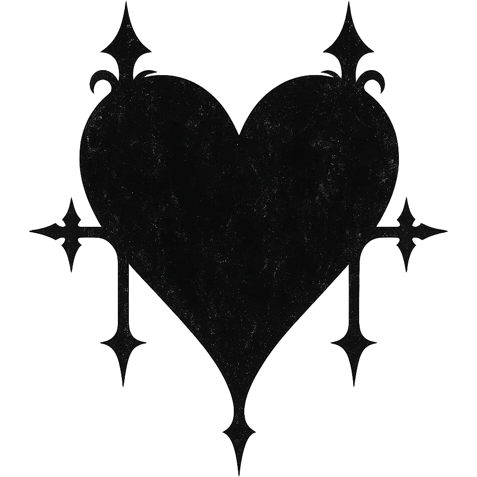 goth black white heart  , remove background  emoji