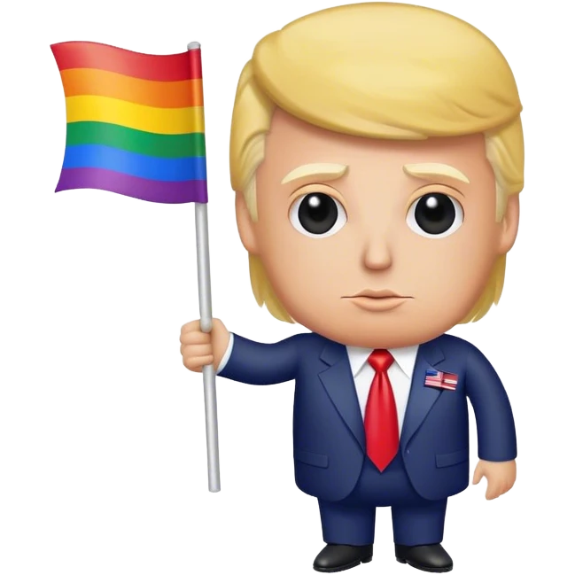 Trump holding a gay flag emoji