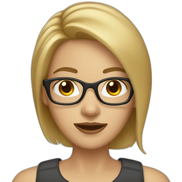 Blonde woman with straight light brown hair and glasses emoji