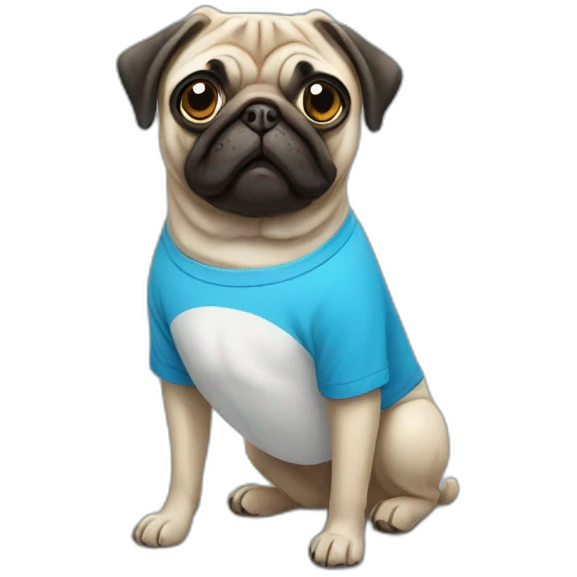 pug wearing a t-shirt emoji
