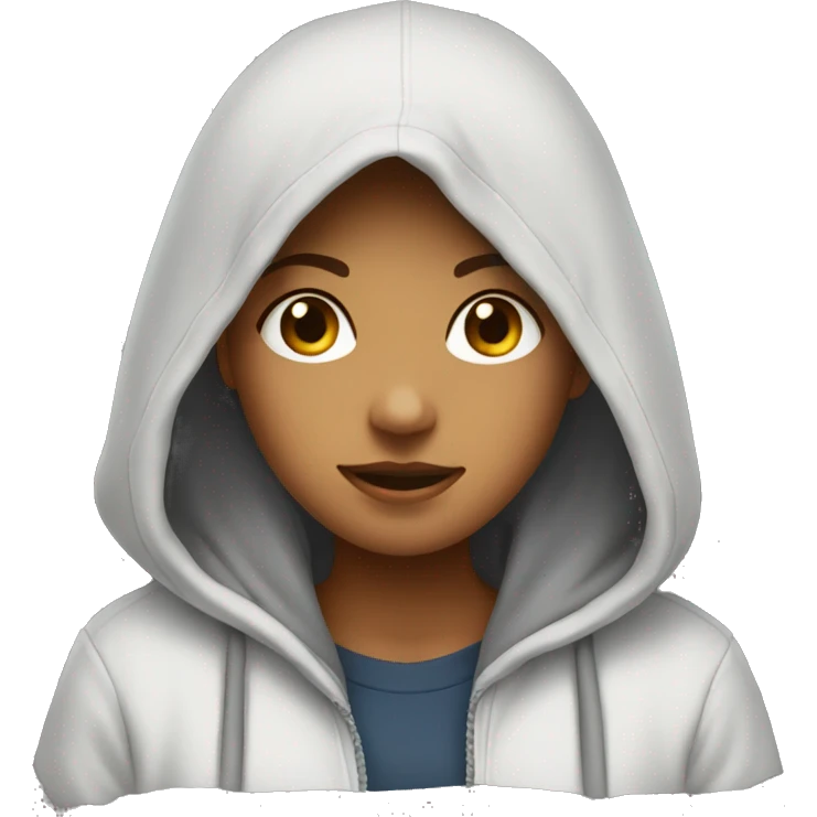 A girl wering a hoddies emoji