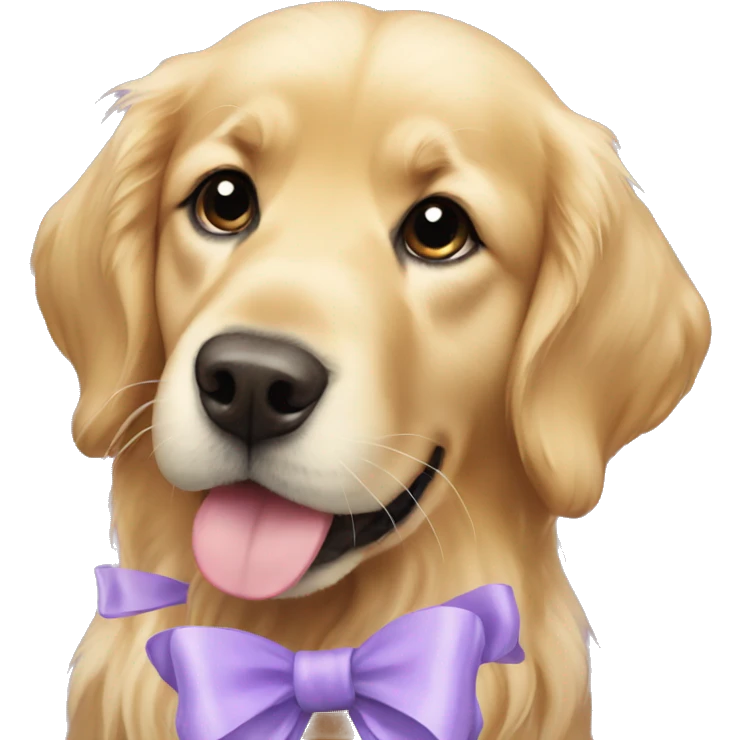 Golden retriever with lavender bows emoji