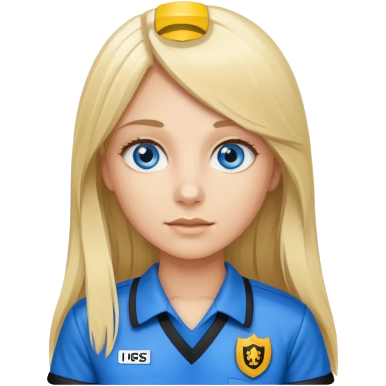 blue eyes blonde girl IN REFEREE UNIFORM LONG HAIR emoji
