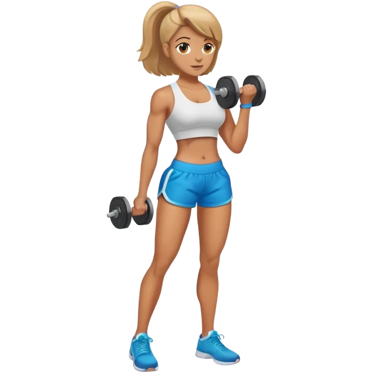 Make me an emoji of a woman in shorts with a dumbbell on her hip doing hip drops. emoji