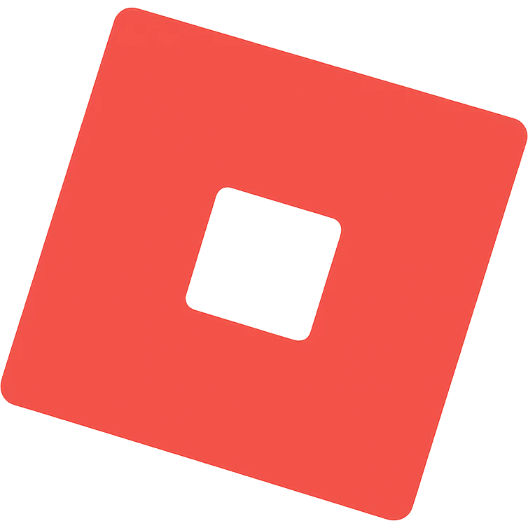 Roblox logo, playful, geometric, red and white color scheme emoji