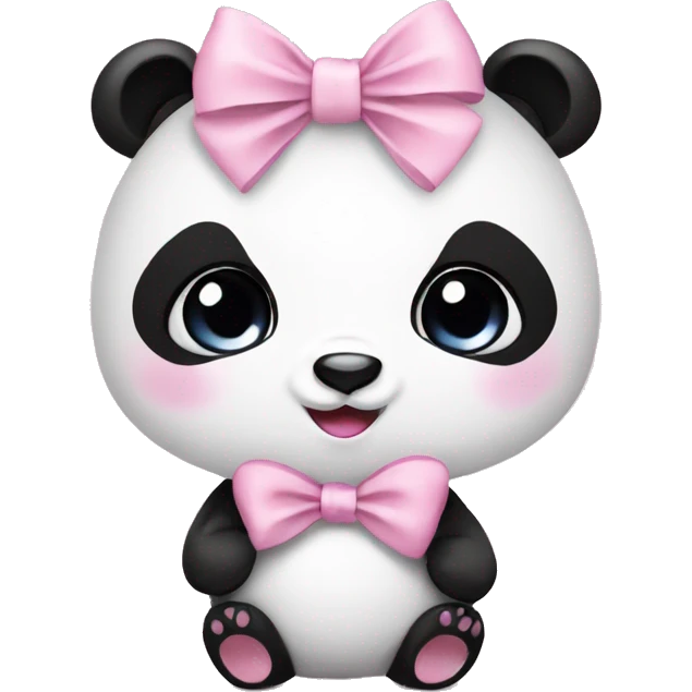 Panda with bow in baby pink emoji