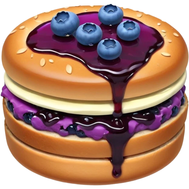 Make an emoji of a blueberry patty (small) that's broken off a bit so you can see the blueberry jam emoji