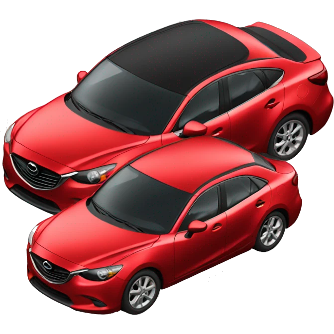 Red mazda sedan car with black rooftoptent emoji