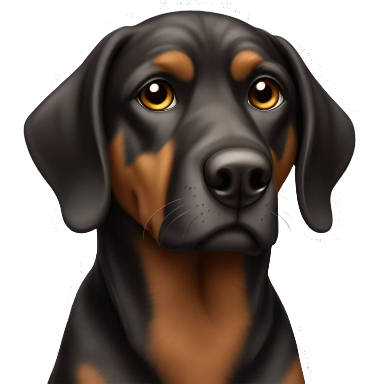 Black and brown hunting dog with floppy ears emoji