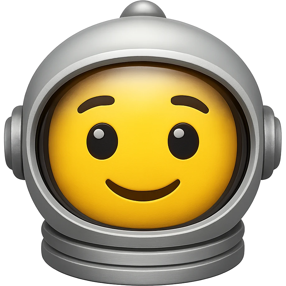 yellow face with silver astronaut helmet, digital illustration emoji emoji