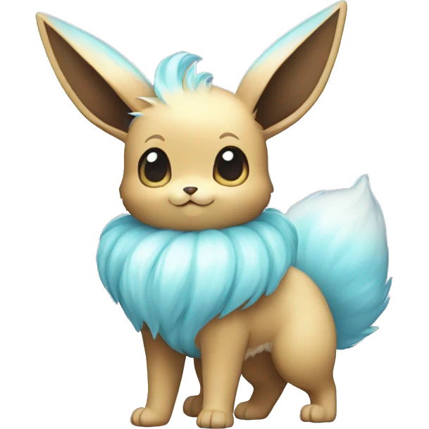 Kawaii Shiny Pastel Blue Eevee Full Body emoji