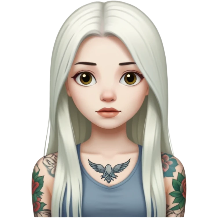 girl with long white  straight hair and tattoos emoji