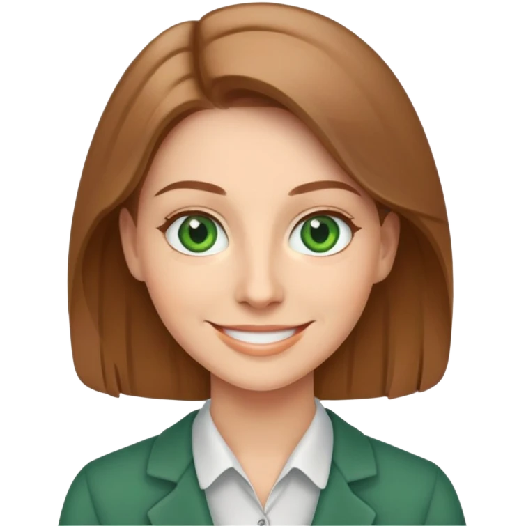 smiling teacher with light brown hair and green eyes emoji