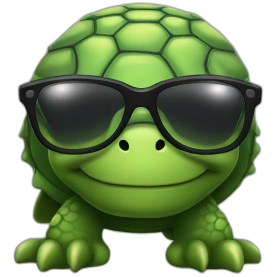 Sexy Turtle with glasses and long black curly hair emoji