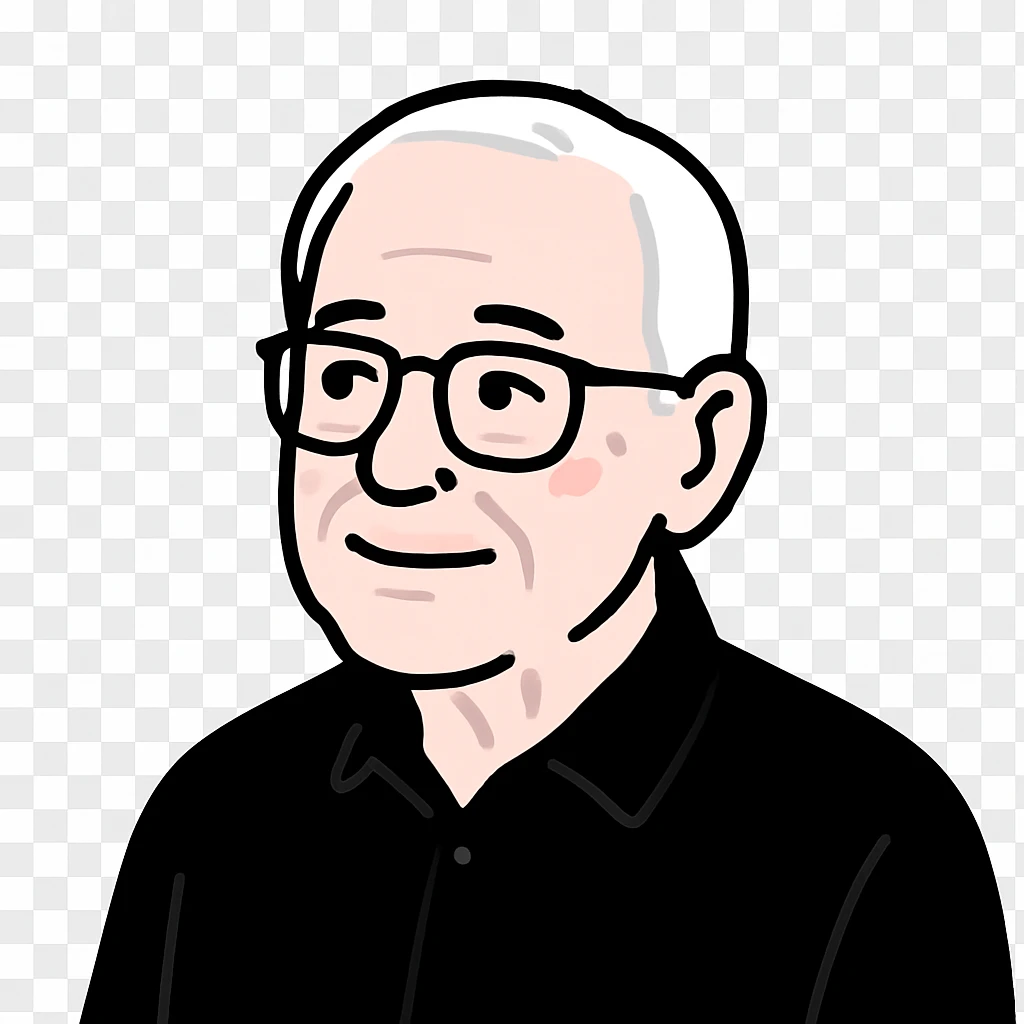A thoughtful elderly man with glasses, gentle wrinkles, and a kind expression, looking slightly to the side emoji