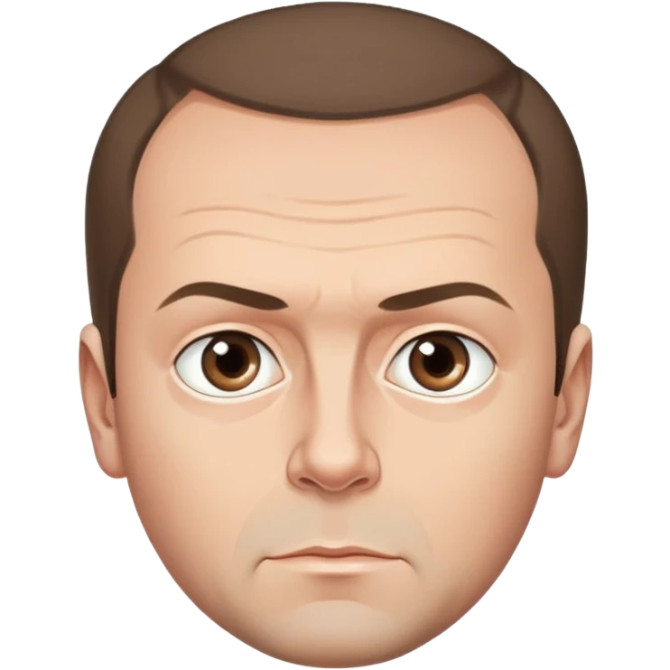 Dmitry Medvedev, iconic facial features focus on hairline, eyebrows, eyes, round face, polished and simple, serious look emoji