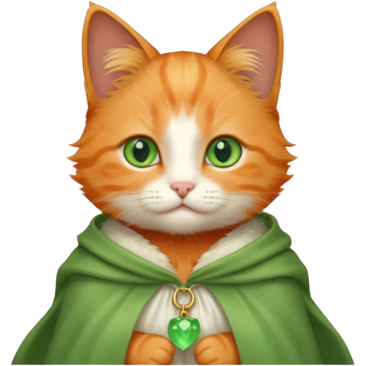 baby orange cat green eyes, in white cloak emoji