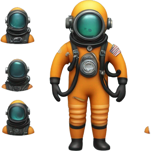deep sea diver with kirby Morgan helmet rubber diving-suit emoji