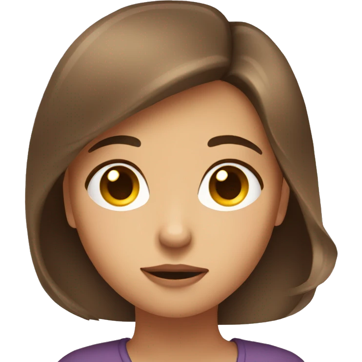 girl with brown hairs with her phone with a thoughtful face and look at its screen emoji
