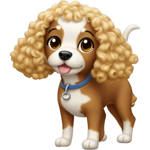 Cavopoo dog and a girl with curly hair emoji