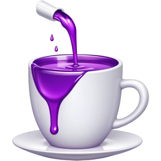 White cup spilling purple liquid  emoji
