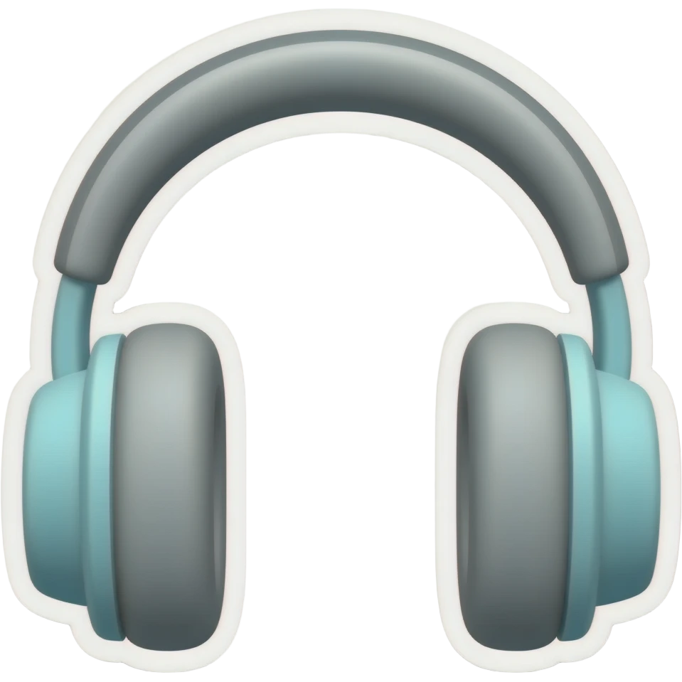 Headphones flat shapes design, cartoonish illustration, pastel colours, rounded, thick outlines, sticker outline emoji