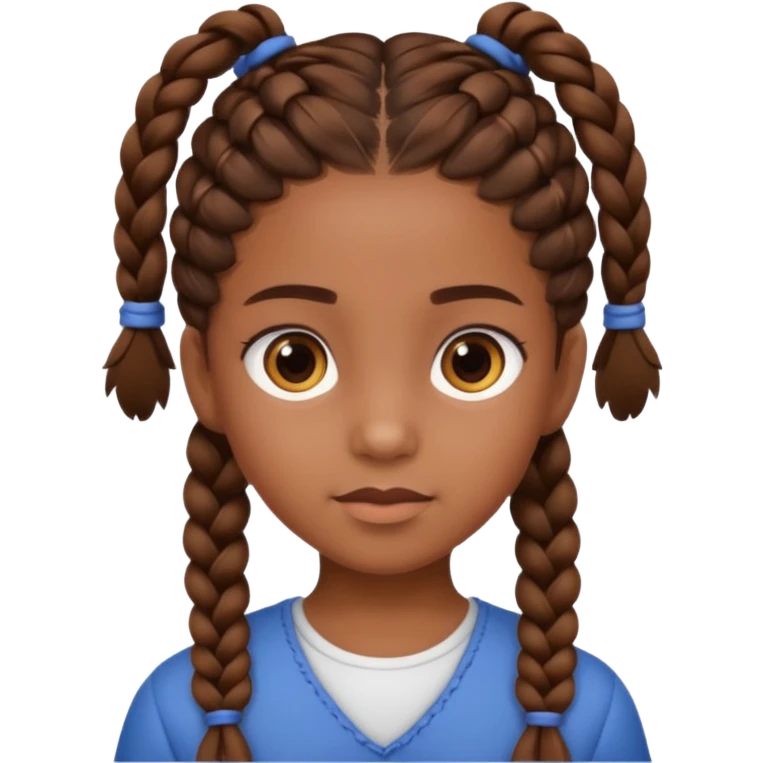 student, brown braid hair girl kid emoji
