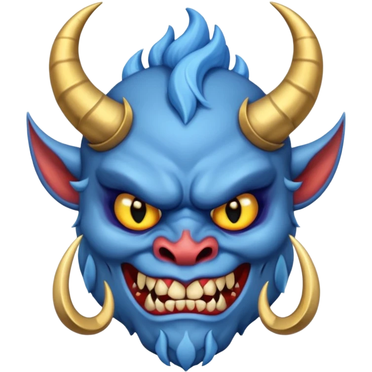 blue oni with black eye and gold iris emoji