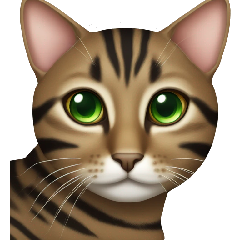 Brown and black striped tabby cat with green eyes emoji