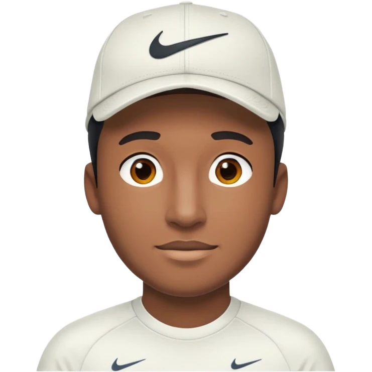 homem jovem com boné da Nike e blusa branca emoji