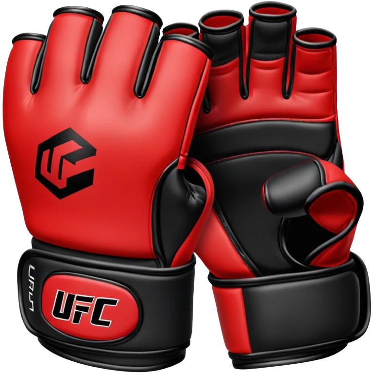 UFC MMA fighting glove, red and black, open fingertips design, padded knuckles, official UFC style emoji