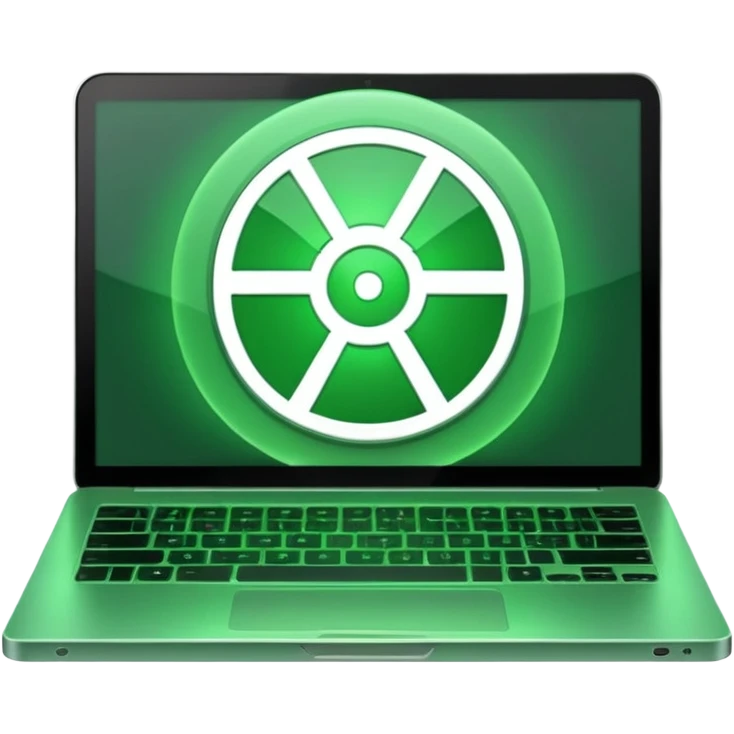Laptop with radiation symbol and AI emoji