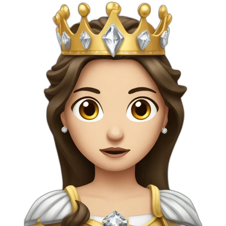 furious long straight-haired brunette princess with a big crown with diamonds emoji