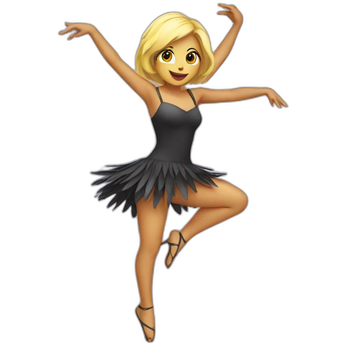 blonde girl dancing in a bird costume emoji